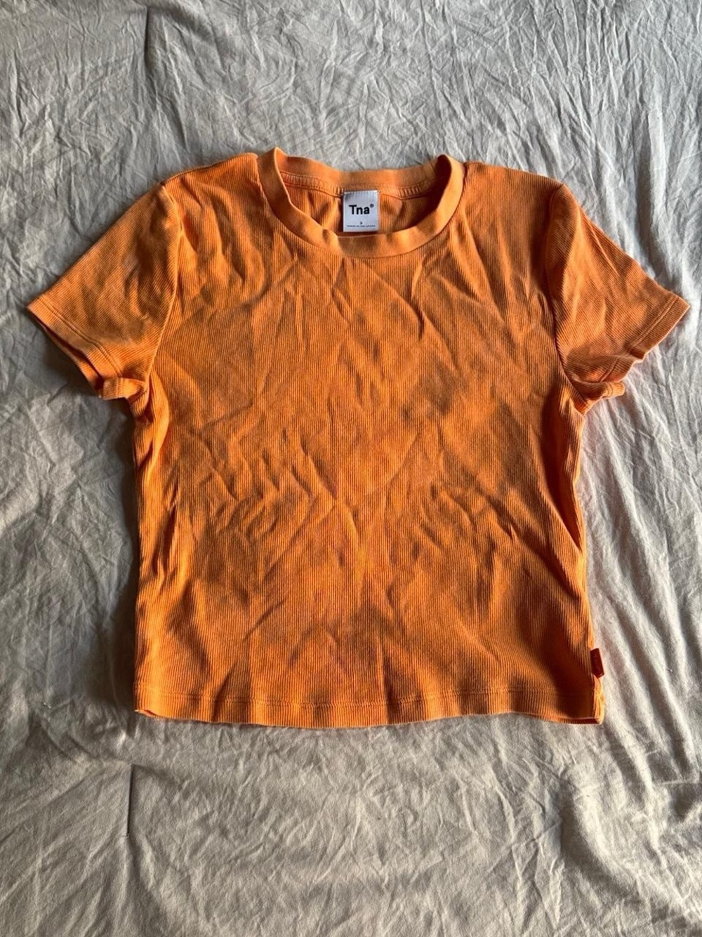 Aritzia Tna Orange Ribbed Short Sleeve Tee